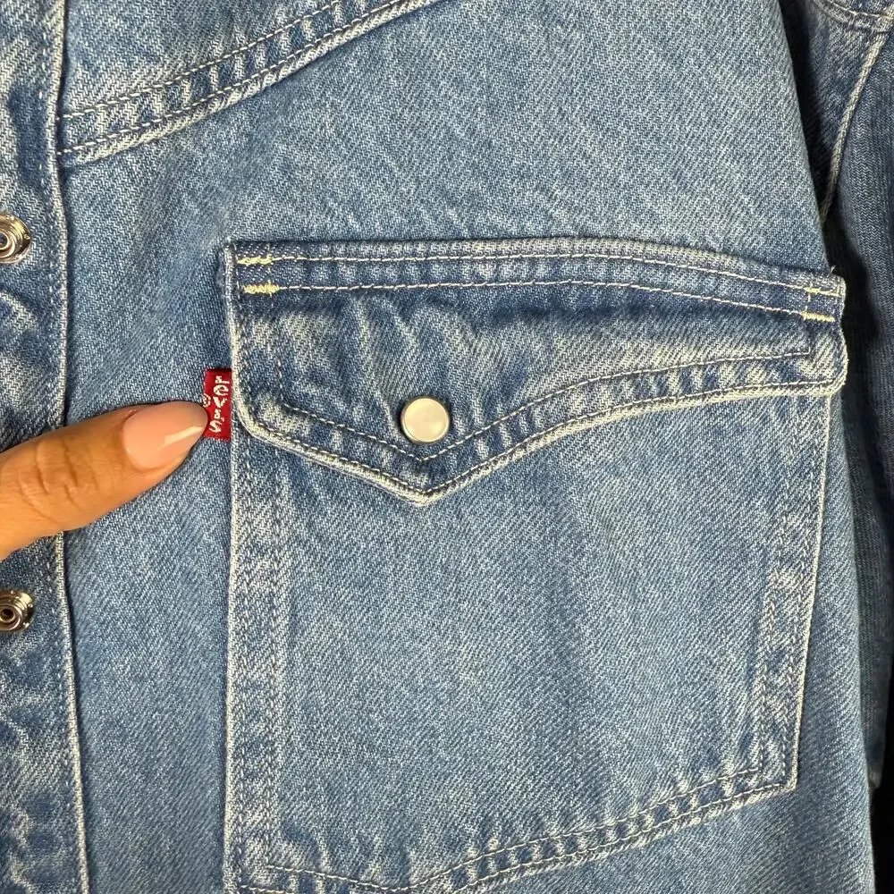 Levi’s Shirt Dorsey‎ Patchwork Western Button Down Pearl Snap S New